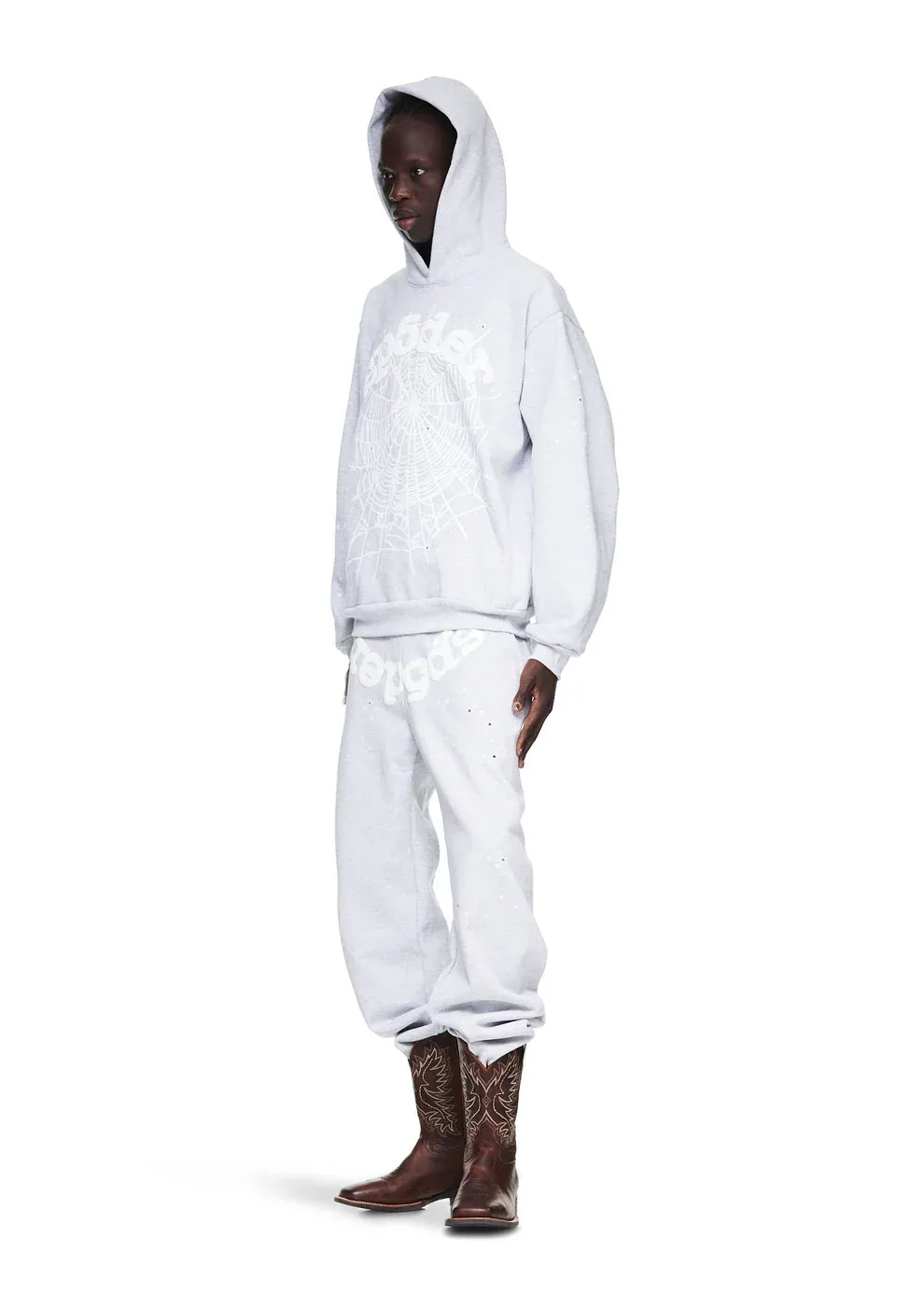Sp5der OG Web Hoodie Heather Grey — view 6