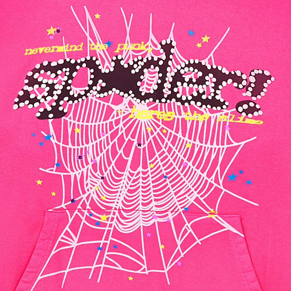 Sp5der Pink V2 Hoodie Red — view 3