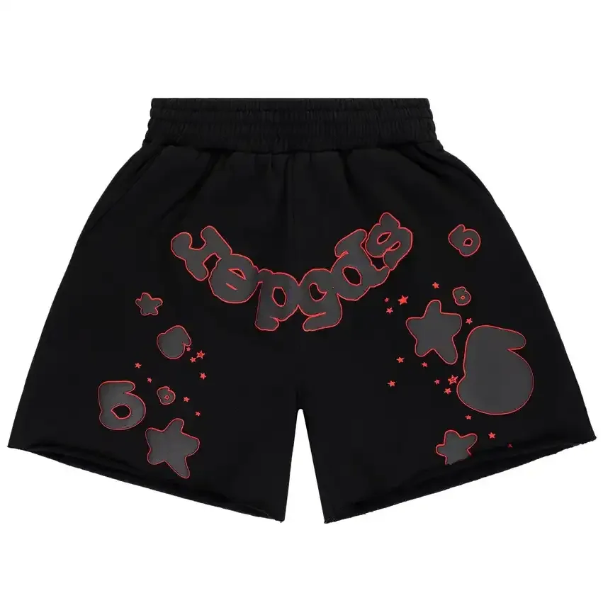Sp5der Beluga Outline Sweatshort Black — sp5der