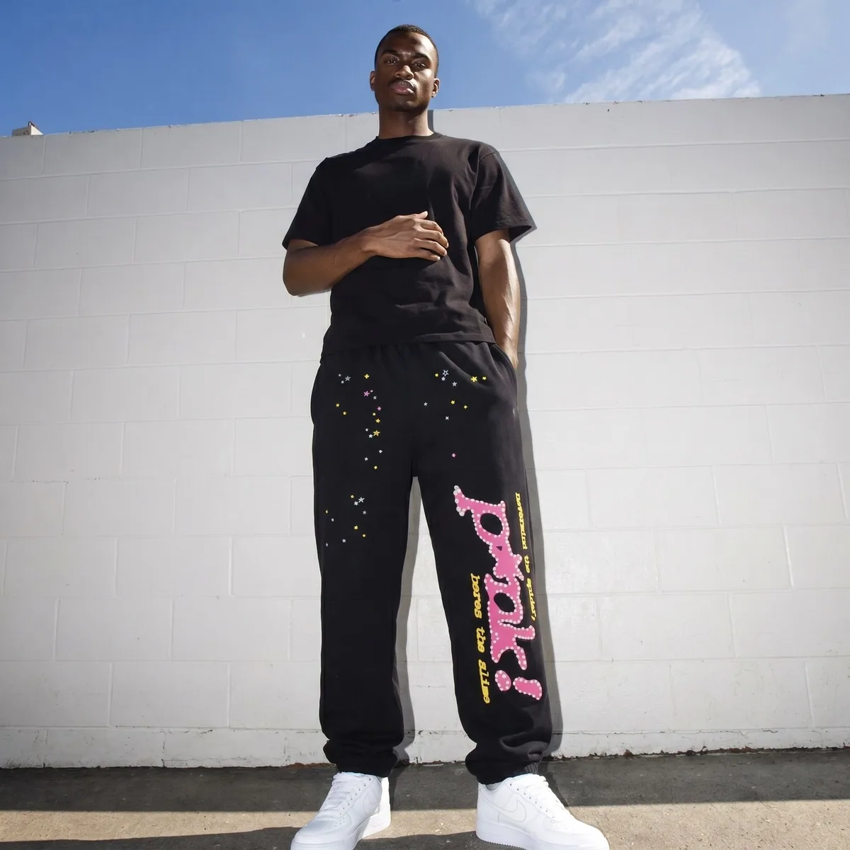 Black Sp5der Sweatpants — view 3