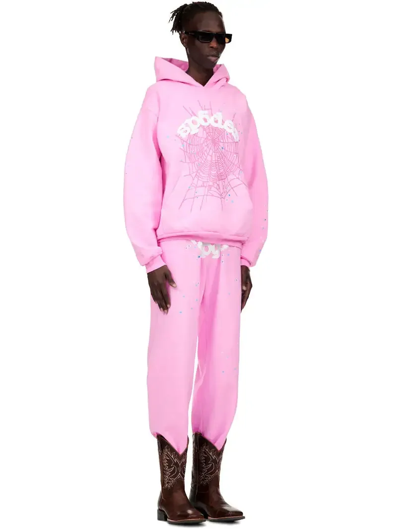 Sp5der Pink Hoodie Black — view 5