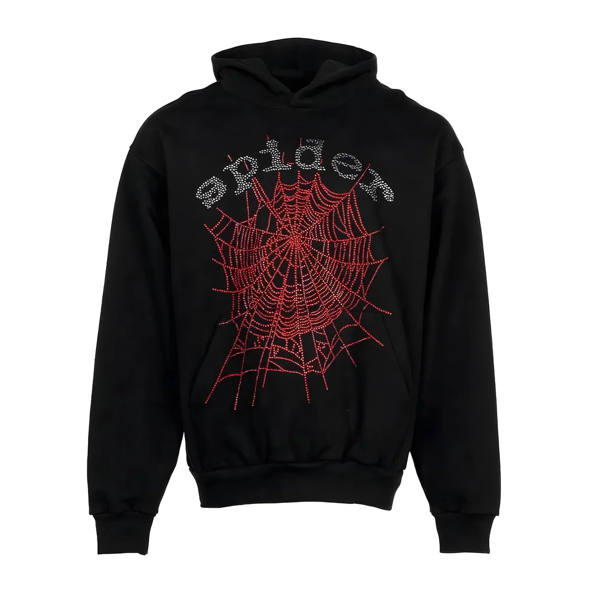Sp5der OG Rhinestone Hoodie Black — sp5der