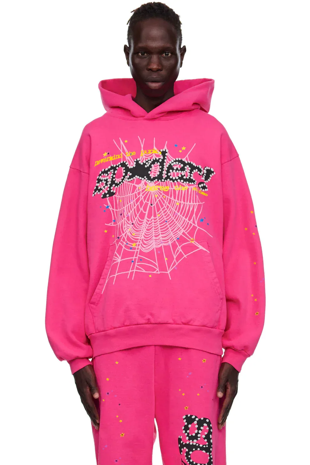Sp5der Pink V2 Hoodie Red — view 8