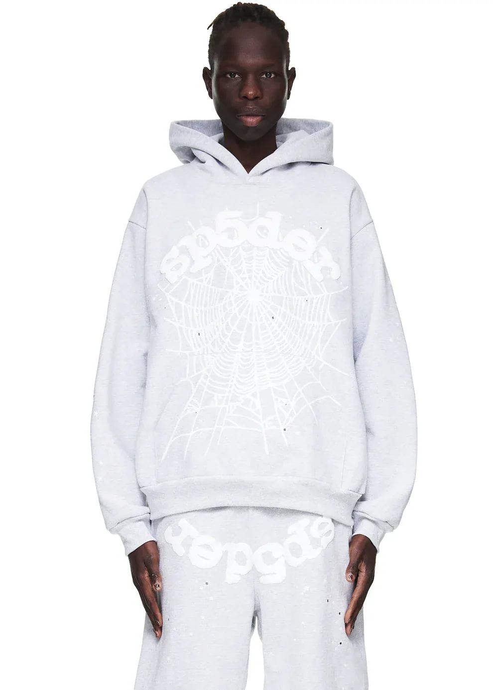 Sp5der OG Web Hoodie Heather Grey — view 8