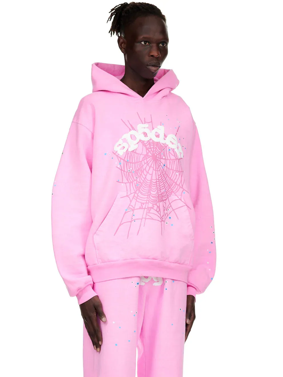 Sp5der Pink Hoodie Black — view 8
