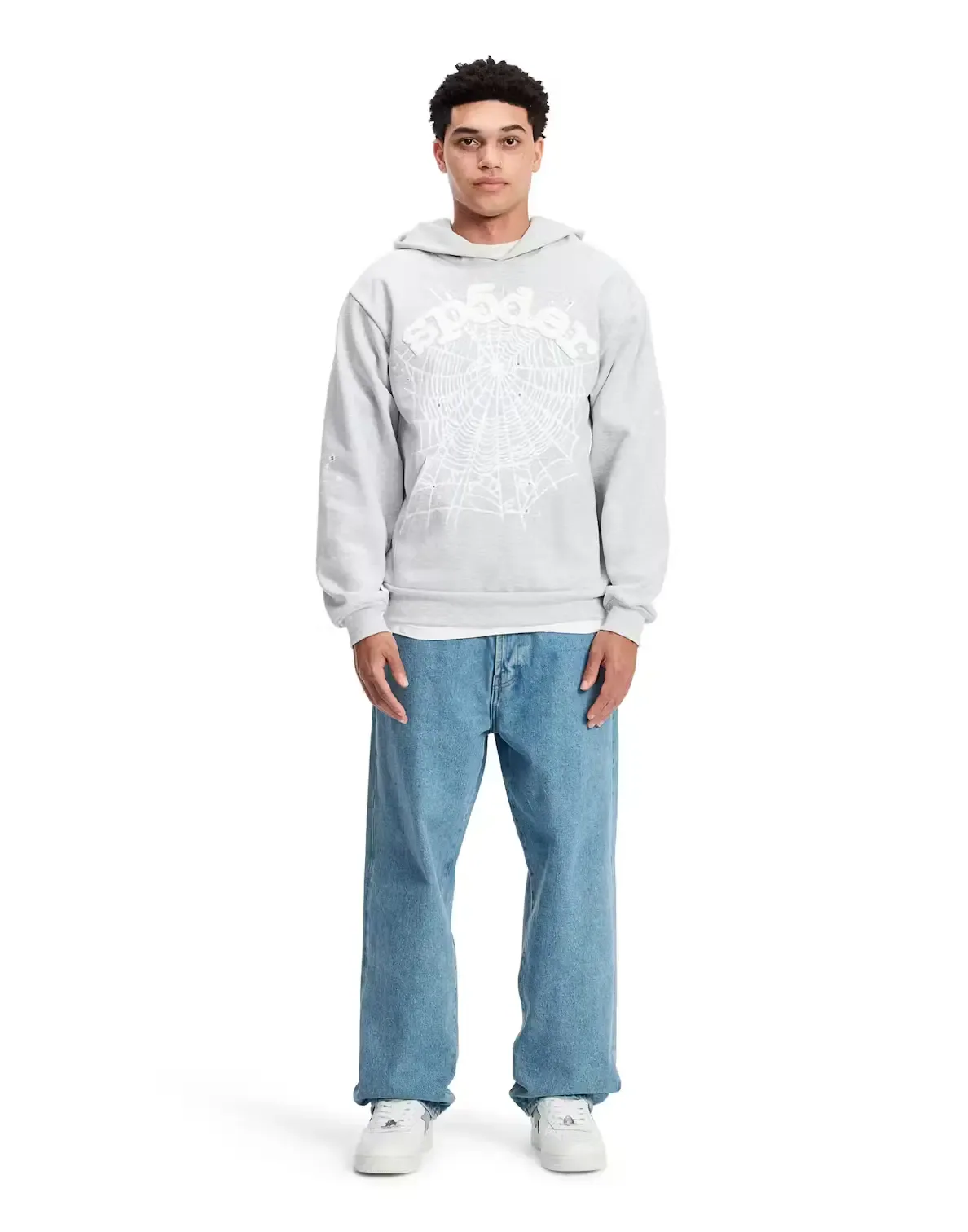 Sp5der OG Web Hoodie Heather Grey — view 3