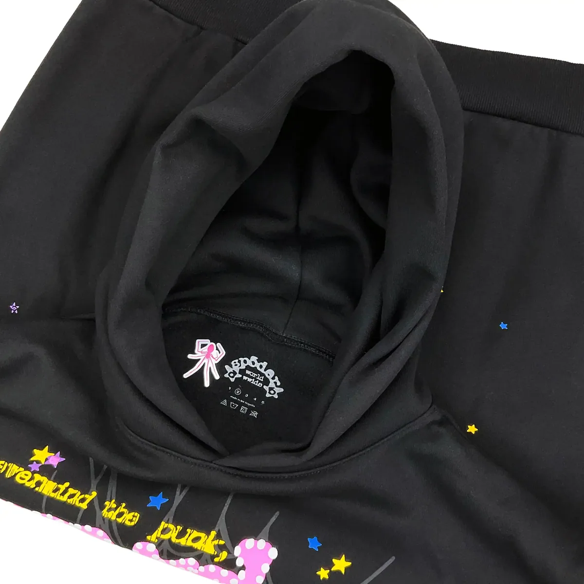 Sp5der Pink V2 Hoodie Black — view 4