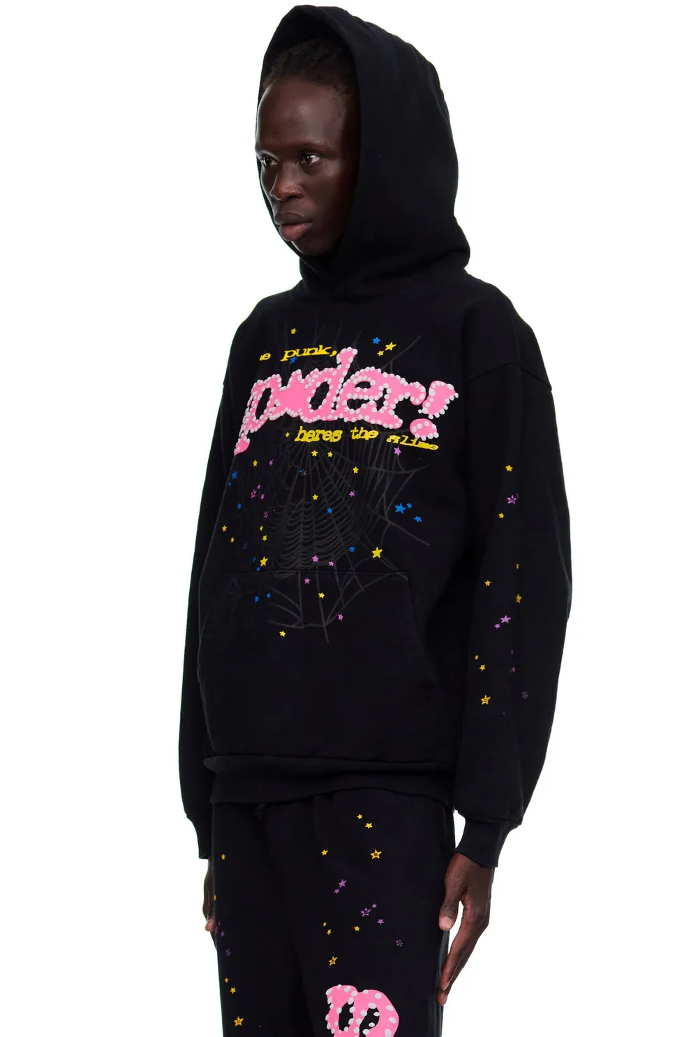 Sp5der Pink V2 Hoodie Black — view 8