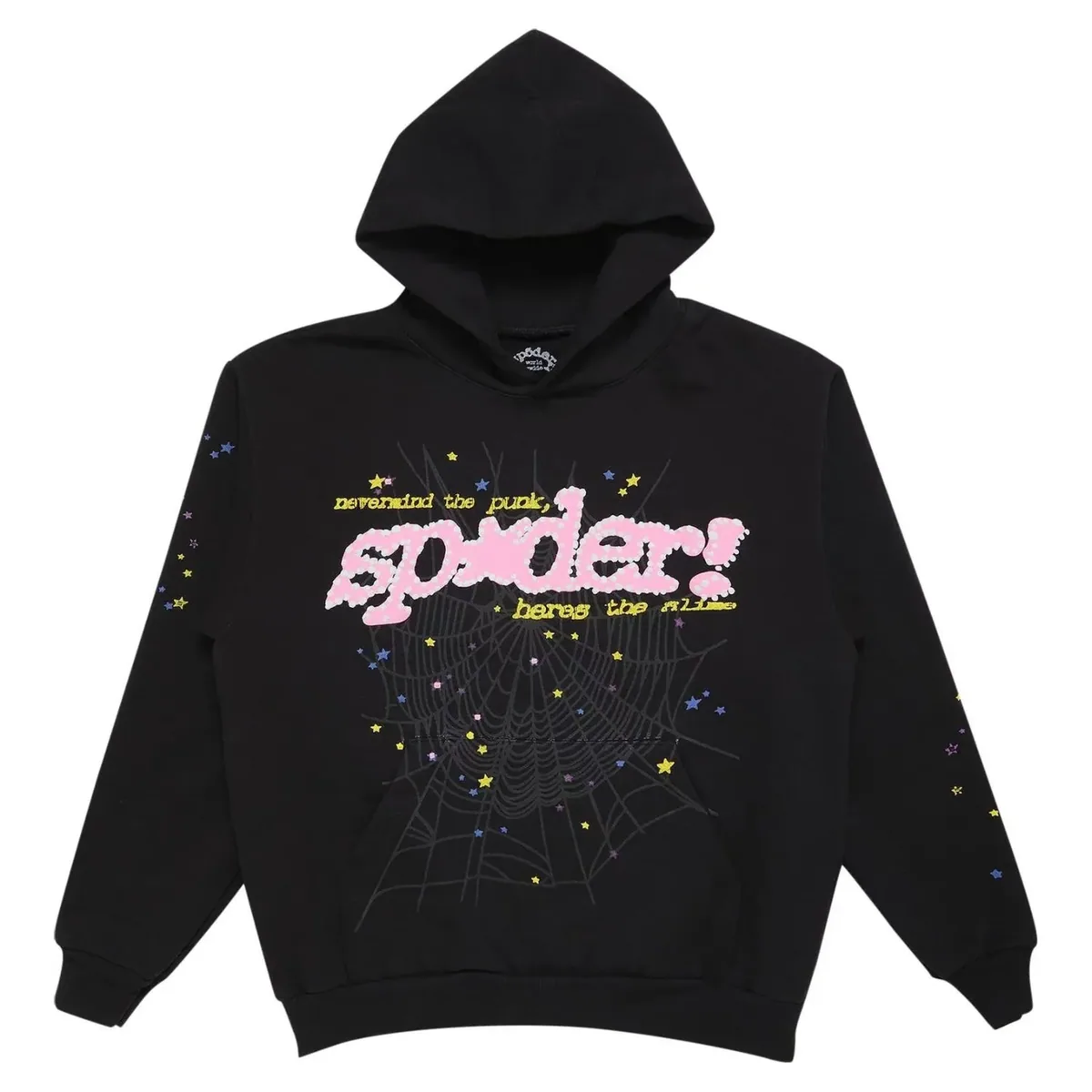 Sp5der Pink V2 Hoodie Black — sp5der